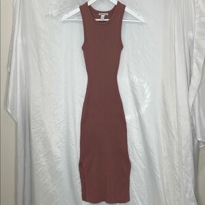Charlotte Russe Ribbed Midi Dress in Mauve
